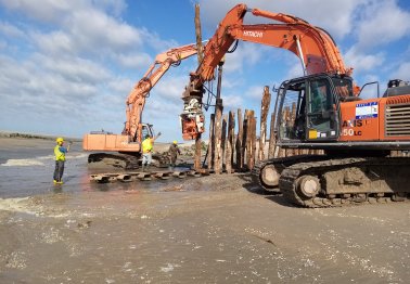 Implantation des pieux en Baie d'Authie